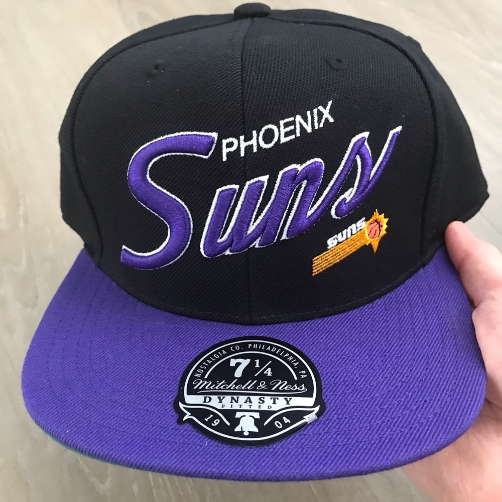 Phoenix Suns Mitchell & Ness Fitted 7 1/4 Team Script Logo NBA Hat | Brand New